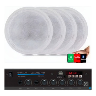 Kit Amplificador Som Ambiente Receiver Orion RC7000 + 4 Arandelas Embutir Full Range 55w RMS Branco- Leson em Oferta na Shopee