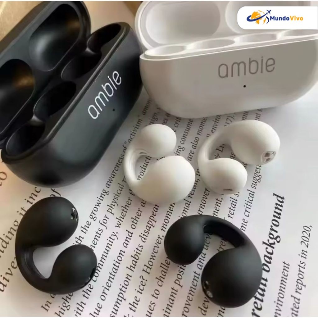 Ambie Sound Fone De Ouvido Sem Fio Earcuffs Bluetooth 5.2 IPX5 Fone Esporte À Prova D'água Com Microfone