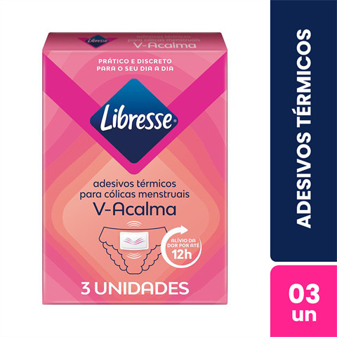 Adesivo Térmico Libresse V-Acalma Para Cólica Menstrual Com 3 Unidades