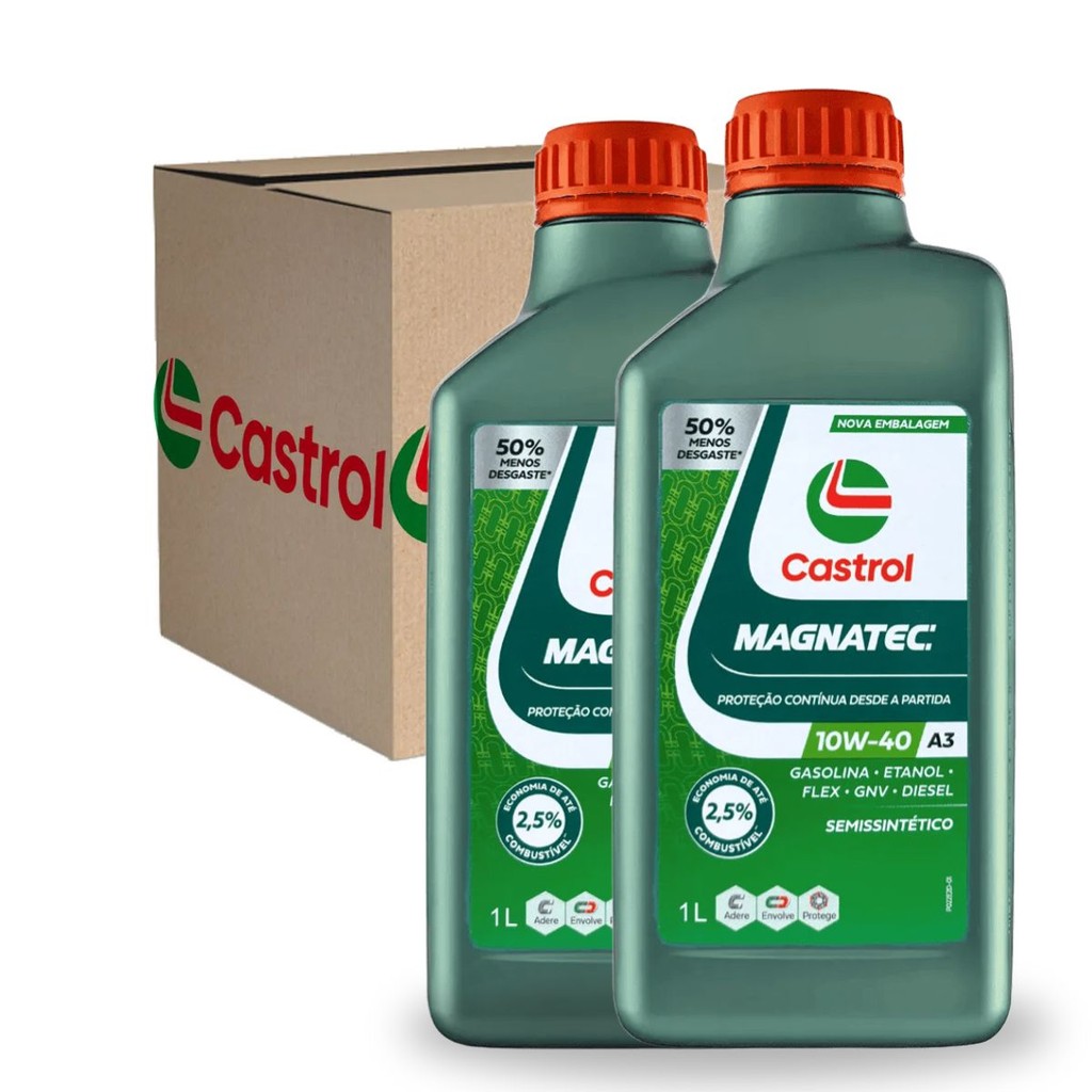 Kit 2 Oléo 10w40 Lubrificante Motor Semissintetico SAE A3/B4 API SP, VW RENAULT Castrol em Oferta na Shopee