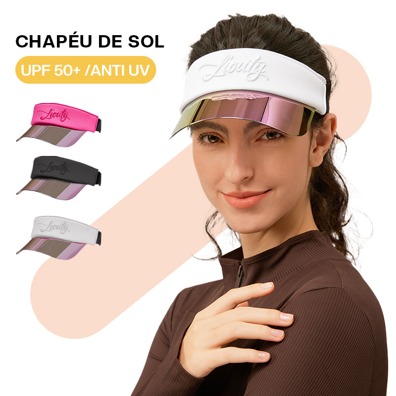 Liouty Top reflexivo esportes Fitness boné chapéu de sol oco chapéu protetor solar duro borda UPF50+ (model_CDS)