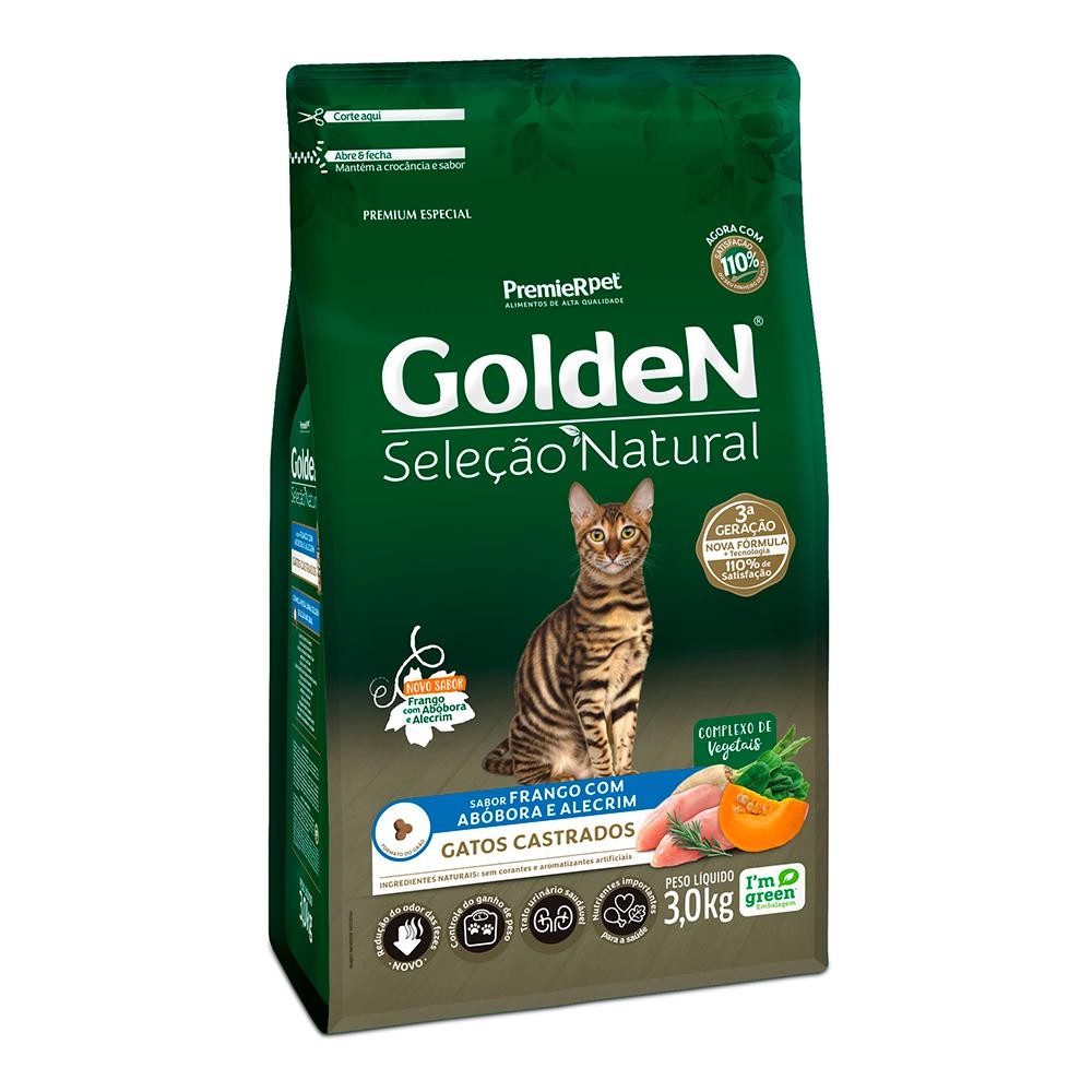 Ração GoldeN Seleção Natural Frango Para Gatos Castrados 3kg em Oferta na Shopee