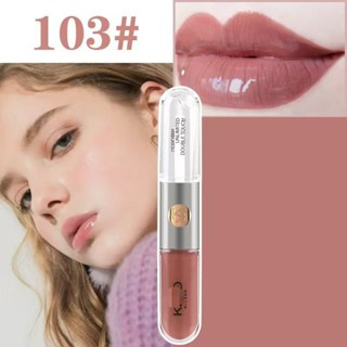 KIO brilho labial de duas cabeças 103 espelho brilho labial 126 brilho labial batom verão leite chá cor de longa duração em Oferta na Shopee