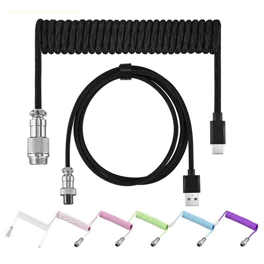 Cabo Aviador Enrolado USB-C 3M Trançado Premium para Teclado Mecânico Gamer RGB Personalizado