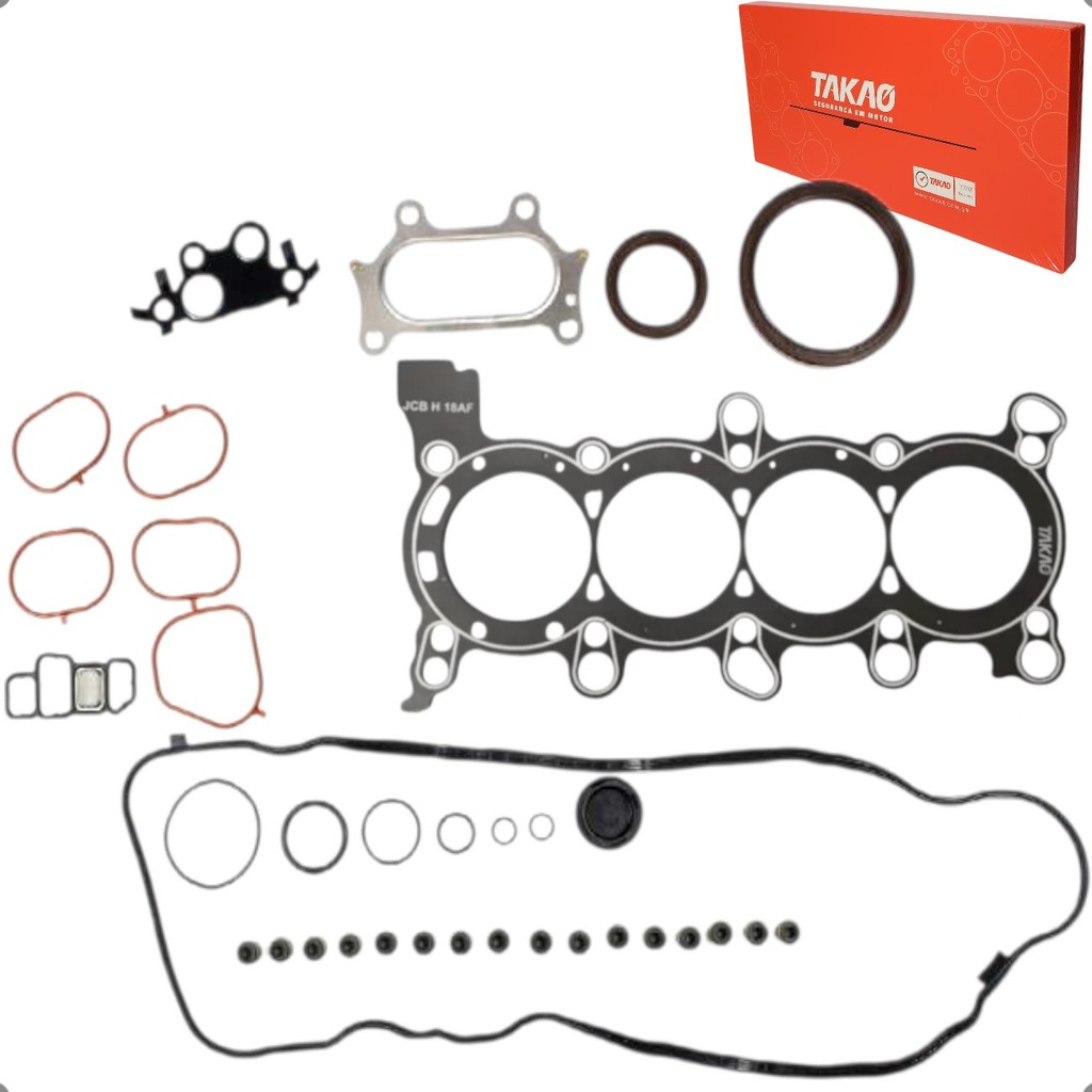 Jogo Juntas Motor Completo Takao Honda New Civic Crv Hrv Accord 1.8 2.0 16v R18 R20 2006 a 2021