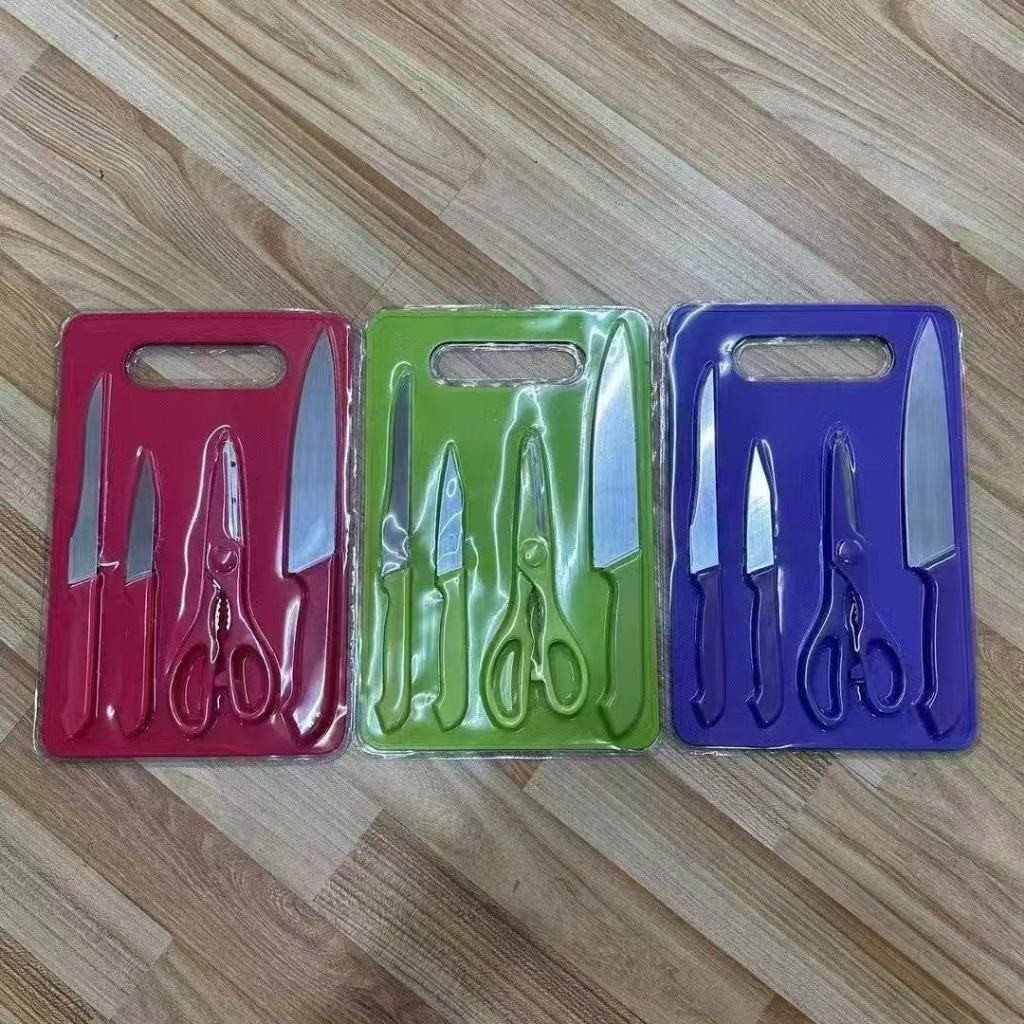 Kit completo jogo utensílios de cozinha 5  peças com tábua em silicone faca tesoura LM em Oferta na Shopee