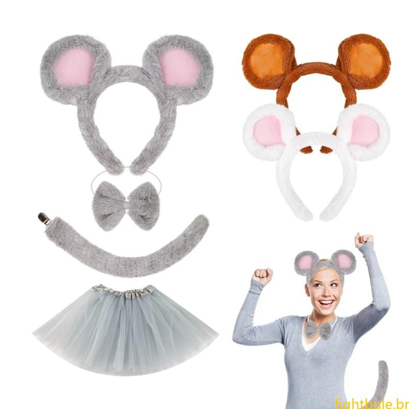 Fig Kids Little Costume Acessórios Conjunto Orelhas Rato Tiara Cauda Tutu Saia