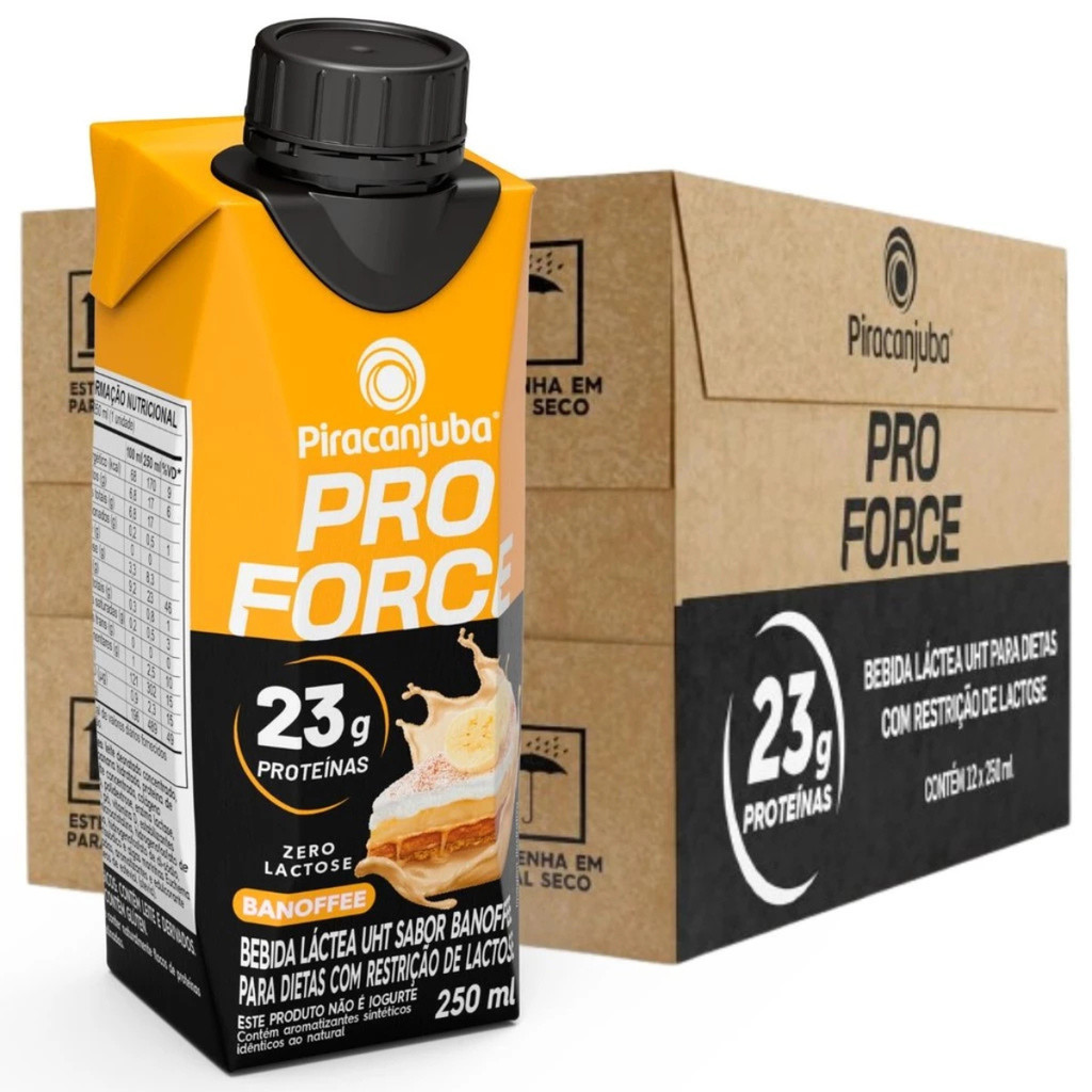 Kit 12 Bebida Lactea Pro Force Banoffee 23g Proteina Zero Lactose Piracanjuba 250ml