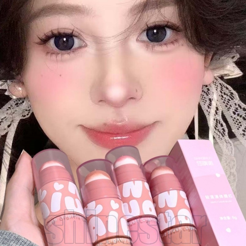 Blush Líquido De Cabeça Dupla-Facial De Pêssego Fosco-Creme Em Bastão-Cosméticos Para Contorno-Maquiagem Bochechas Baixa