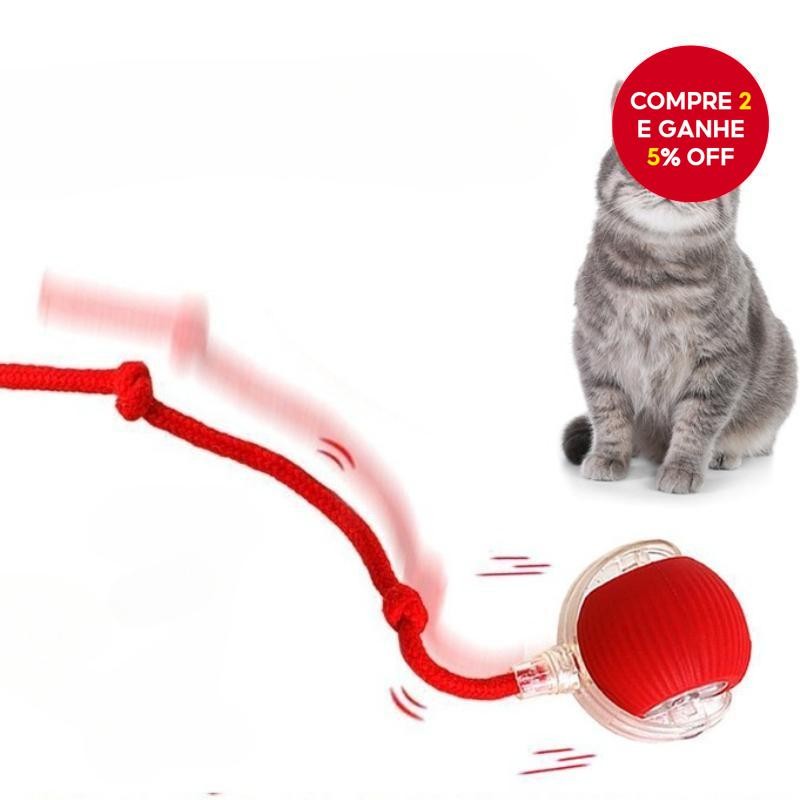 Bola de Brinquedo para Gato - Bola de Brinquedo Automática com Cauda - Bola de Brinquedo Interativa Recarregável