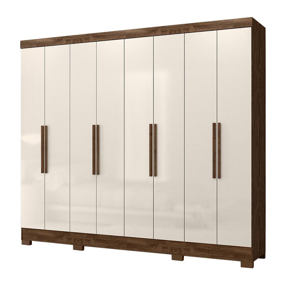 Guarda Roupas Casal 8 Portas 4 Gavetas Diplomata Moval Castanho / Baunilha em Oferta na Shopee