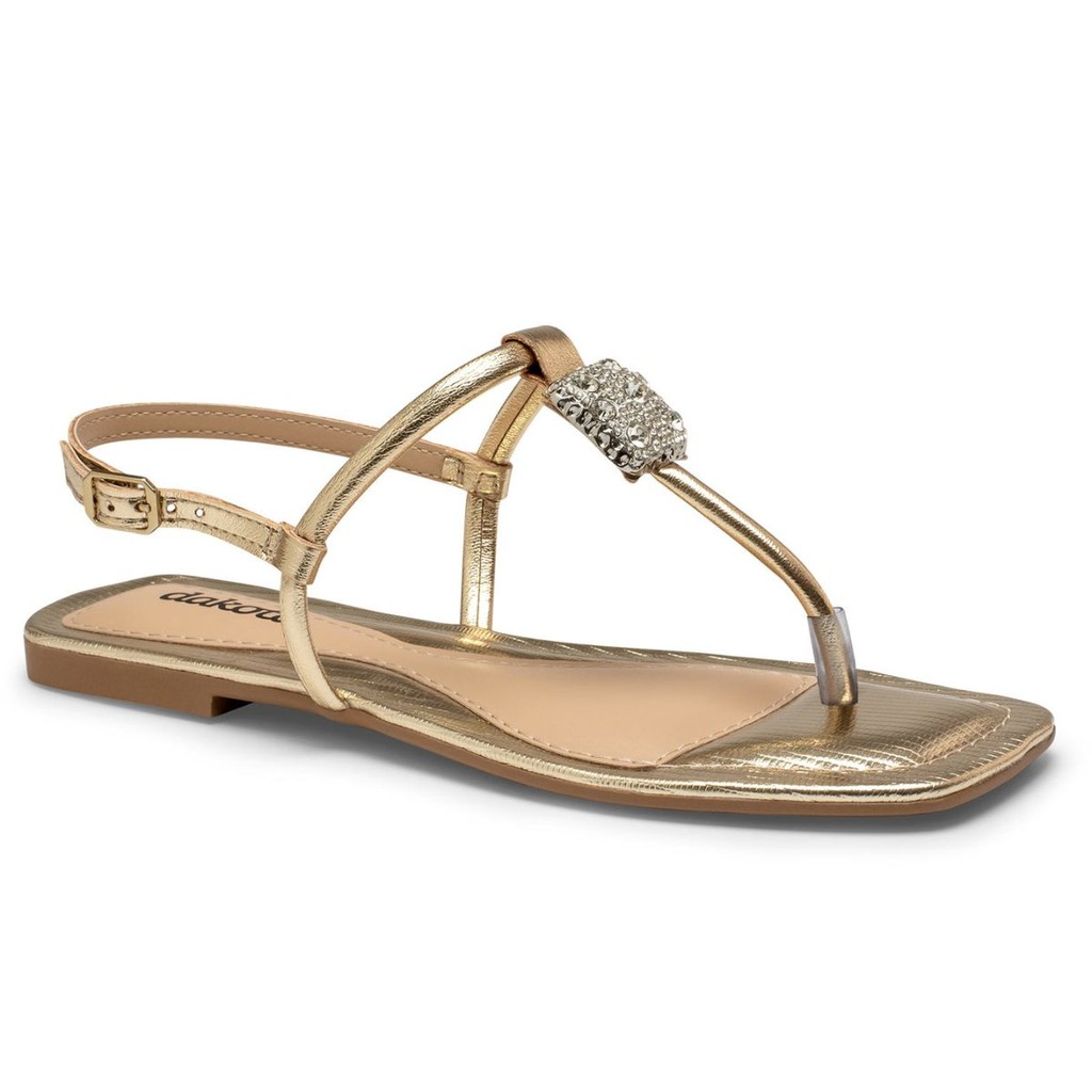 Sandália Rasteira Dakota Y9592 Metalizada - Champagne