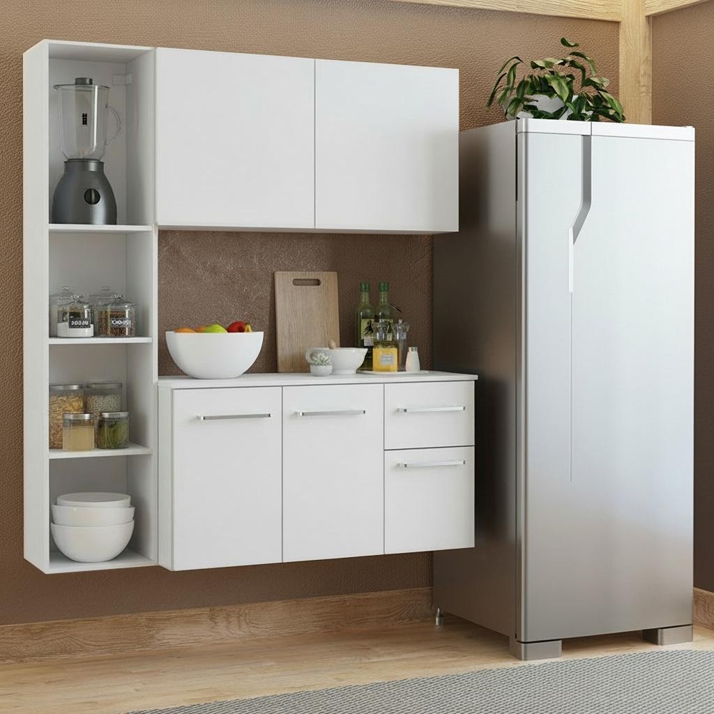 Armário de Cozinha Compacta 120cm Branco Easy Madesa