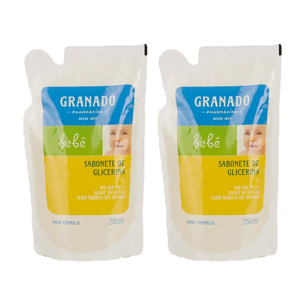 Kit 2 Refil Sabonete Líquido de Glicerina Granado Bebê Tradicional 250ml em Oferta na Shopee