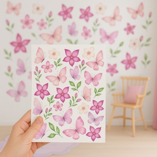 Adesivo de Parede Borboletas e Flores Decoração Delicada para Quarto Infantil Feminino em Oferta na Shopee
