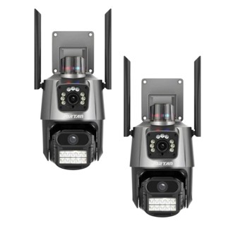 Kit 2 Câmera de vigilância externa WiFi com lente dupla IP66 360° 4K 6MP sirene à prova d'água ICSEE em Oferta na Shopee