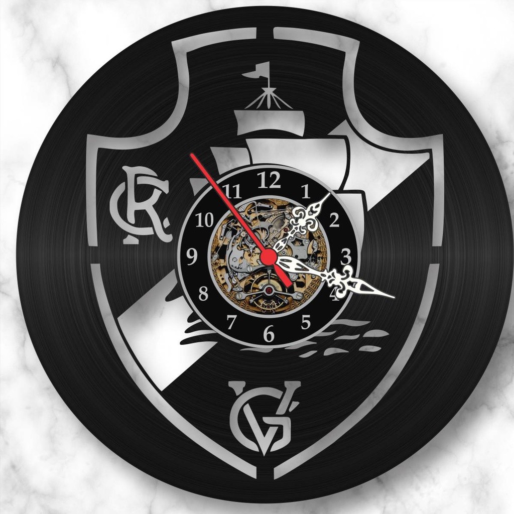 Relógio Parede Vasco Futebol Times Esporte Disco Vinil Retrô Promoção
