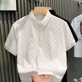 Nova moda magro-ajuste camisa POLO de manga curta masculina High-End lapela camiseta