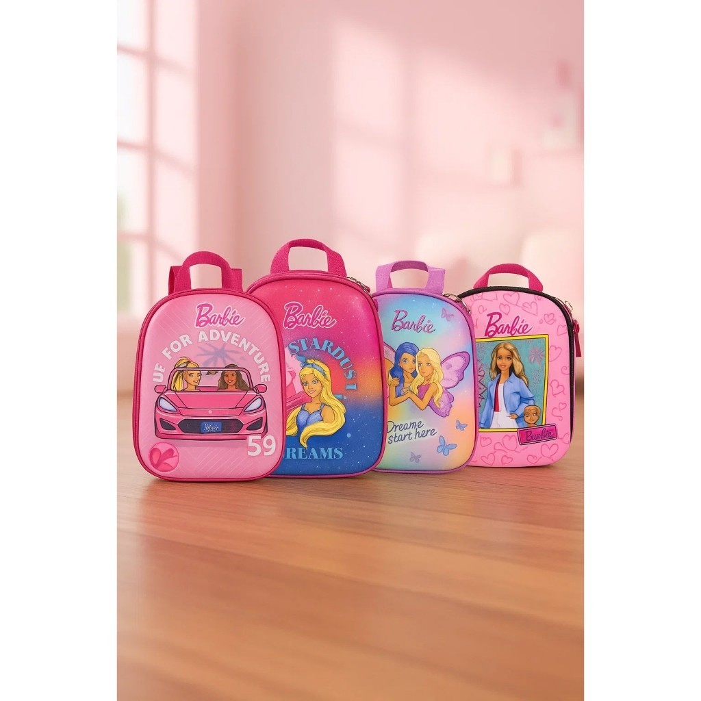 Mochila Personagem Escola Leva Caderno Roupa Barbie Brinquedo Viagem Passeio Presente Bolsa