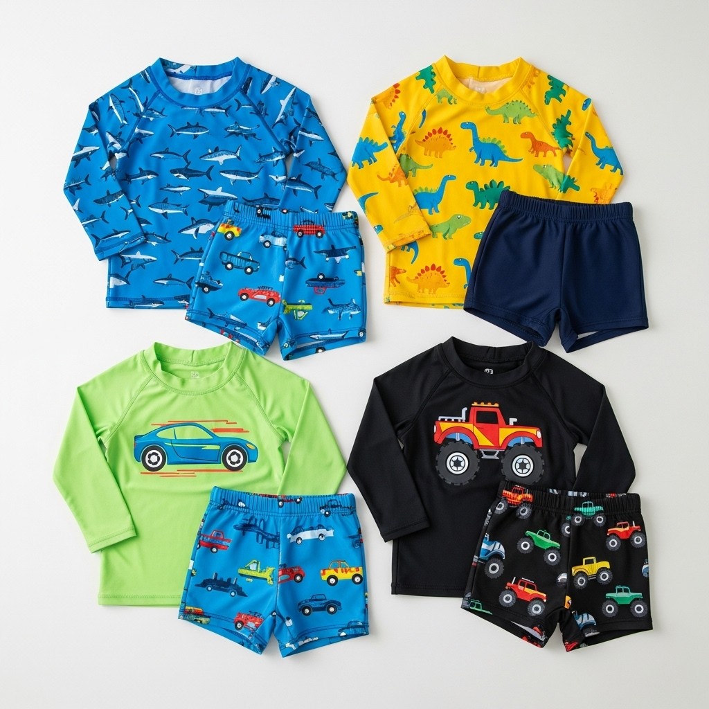 Kit 3 Conjuntos Bebê Menino Menina Unissex Rosa Proteção UV 50+ Camiseta E Sunga Verão Azul Praia Piscina Natação