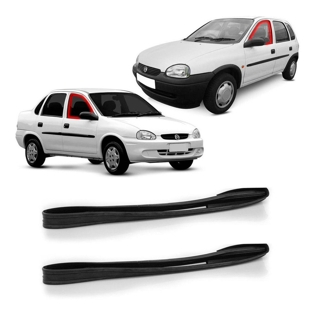 PAR BORRACHA VIDRO PORTA CANALETA DIANTEIRA CORSA HATCH SUPER SEDAN WAGON 94 A 02