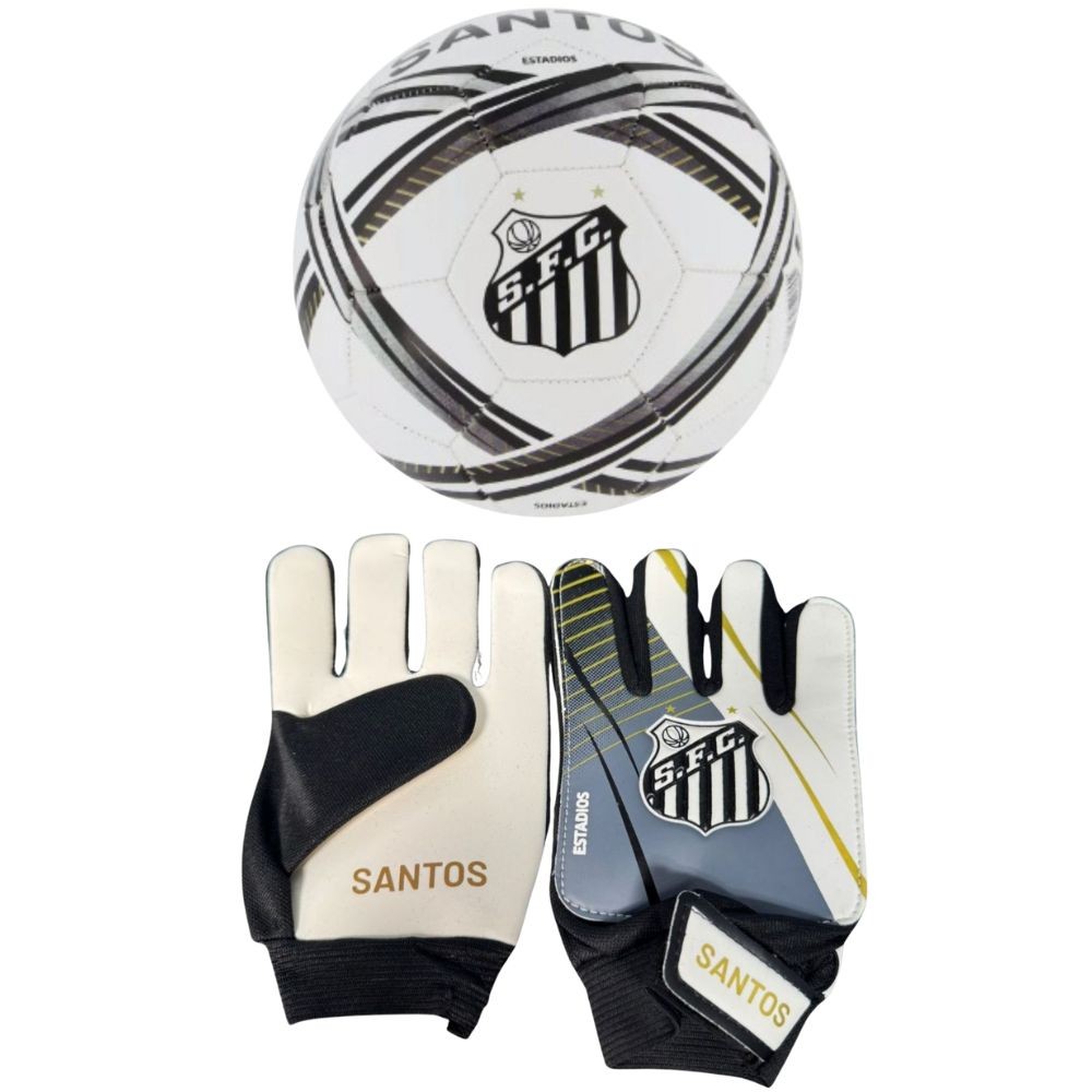 Kit Luva Infantil DRB Goleiro + Bola do Santos Futebol Clube  Futebol Campo Licenciada Original