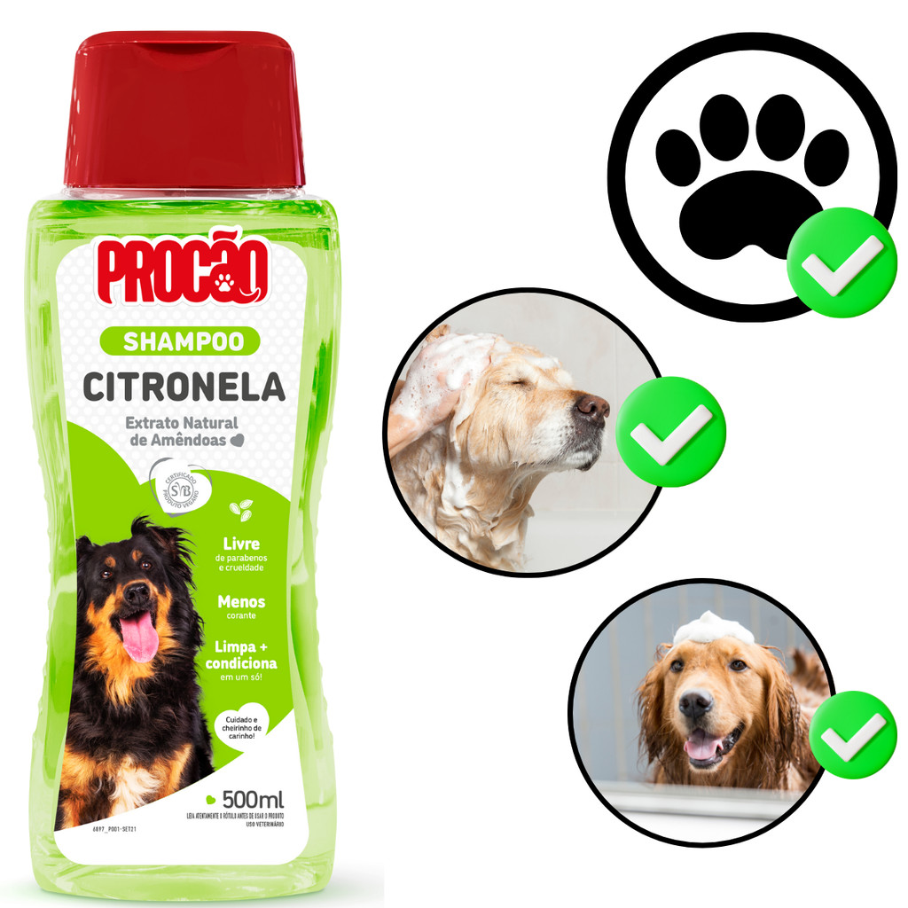 Shampoo Pet Procão 500 ml Aroma Citronela Para Cães e Gatos