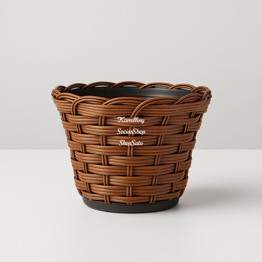 Vaso Marrom Médio PT15 Para Arranjos Artificiais e Naturais Decoração Plantas