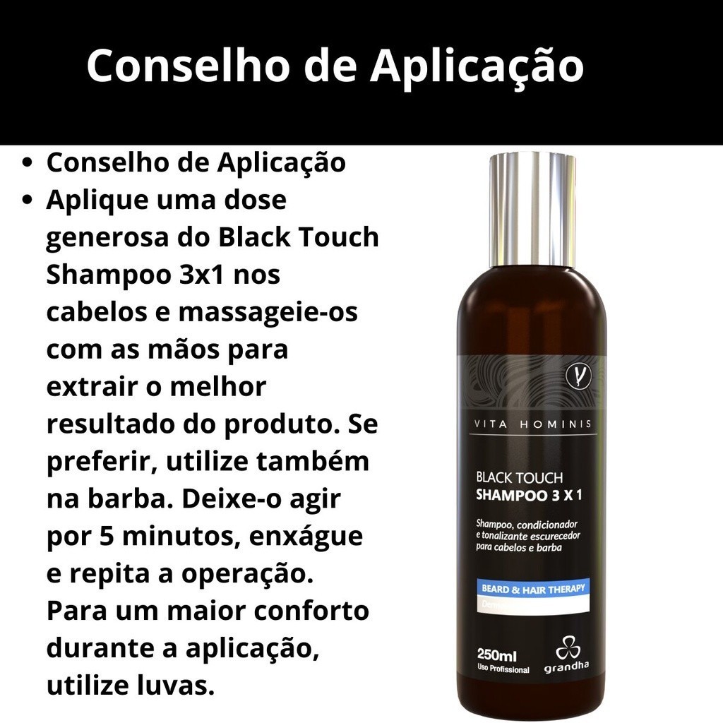 Shampoo tonalizante Grandha Vita Hominis Black Touch 250ml — imagem 2 de 2