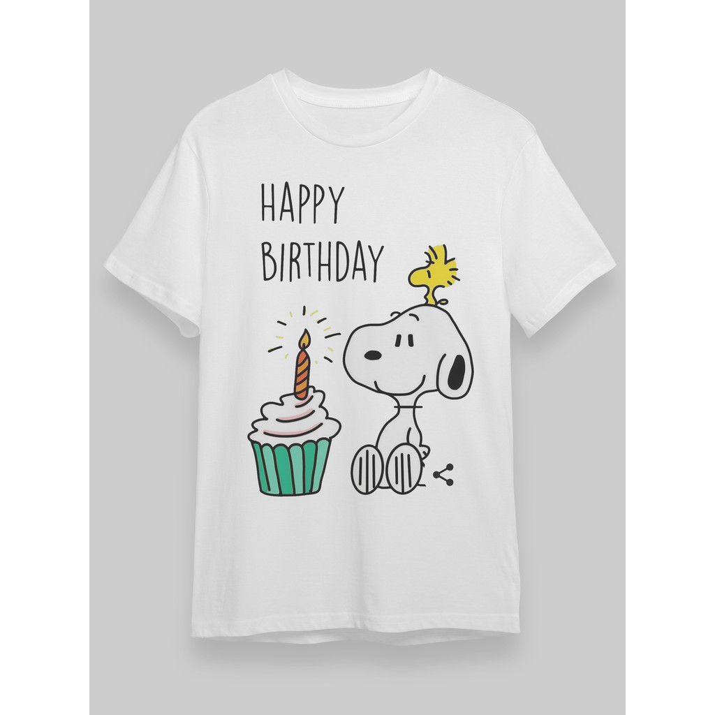 BR.Moonlight Camiseta Unissex Snoopy Aniversário Cupcake Festivo Celebração 100% Algodão