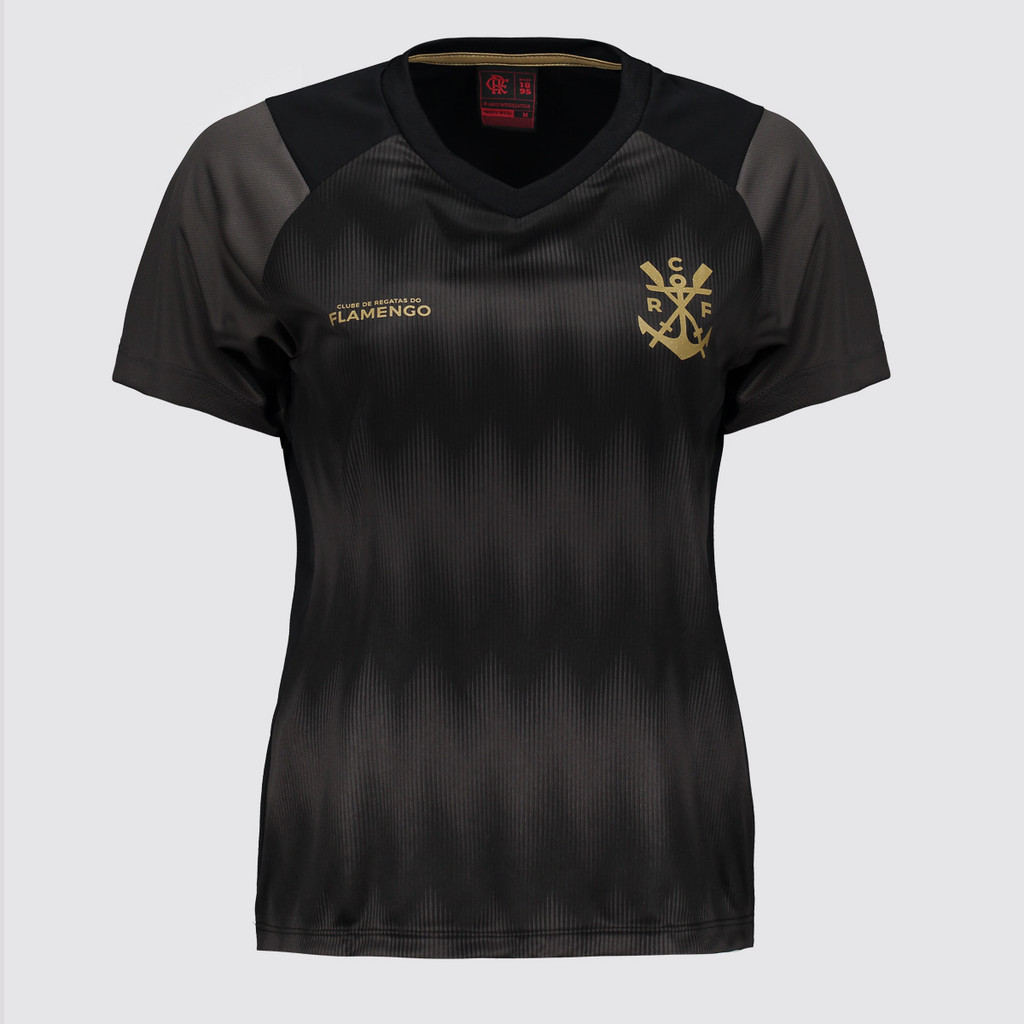 Camisa Flamengo Energia Feminina Preta e Cinza em Oferta na Shopee