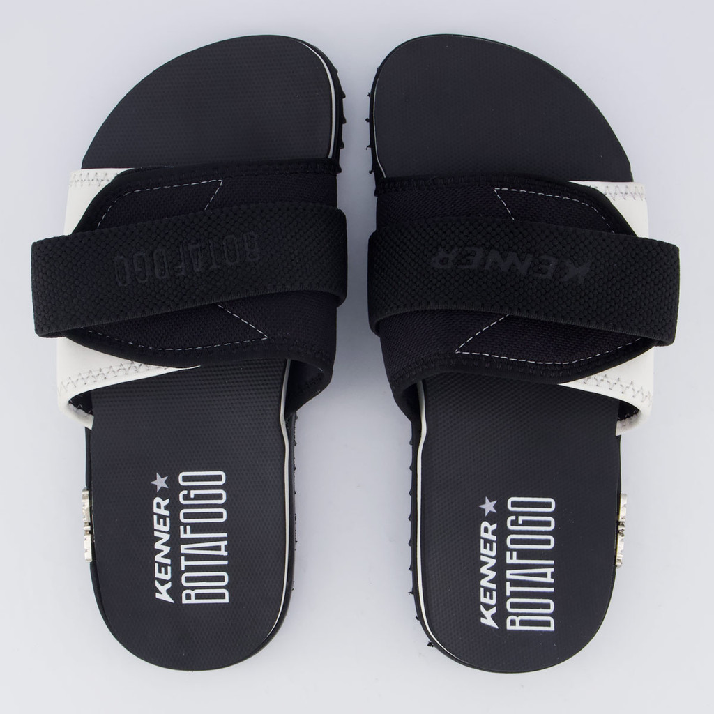Chinelo Kenner Botafogo Kivah Slide Preto e Branco