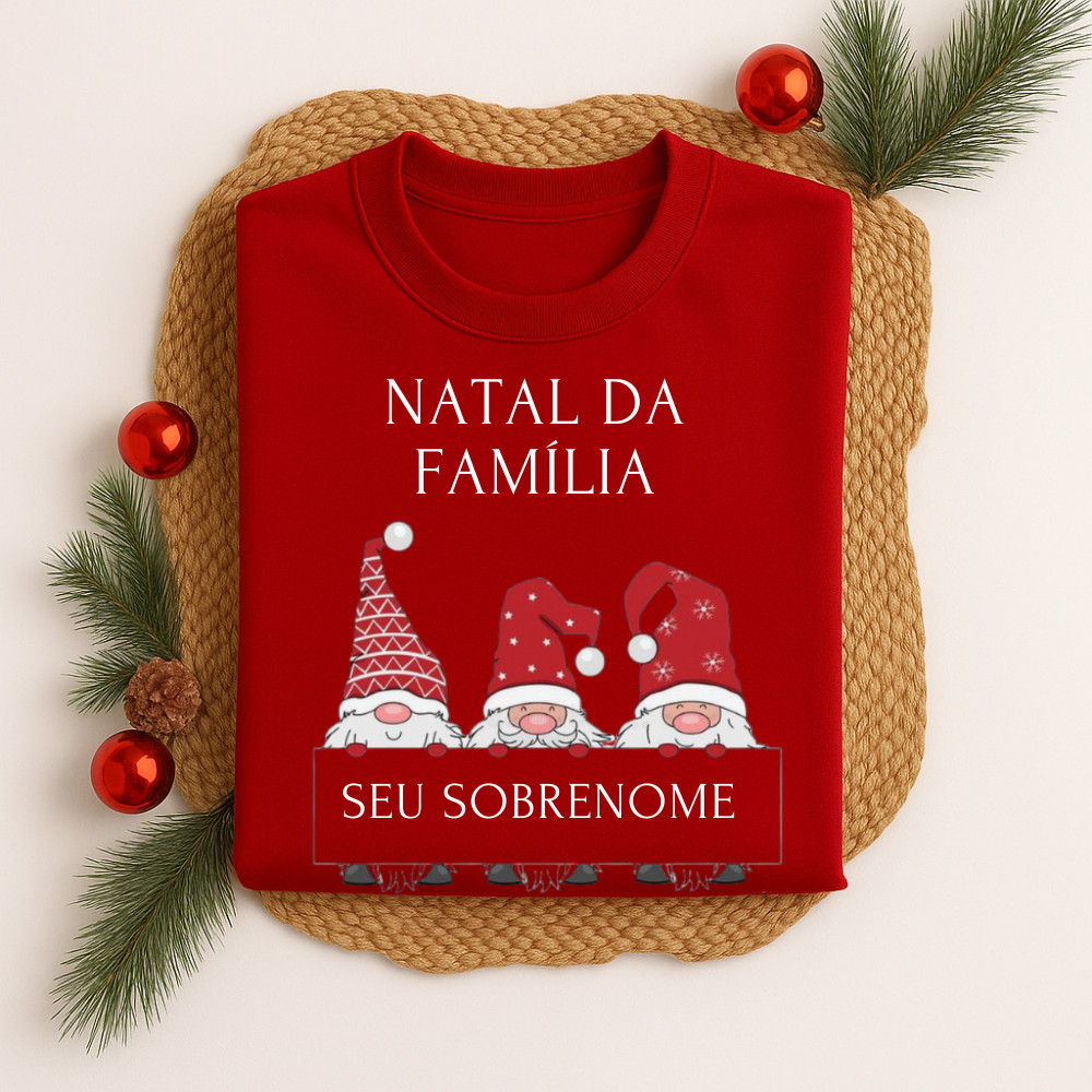 Camiseta 100% Algodão Natal Da Família Personalizado Sobrenome Natalina Festas Fim de Ano Fofa — imagem 2 de 2