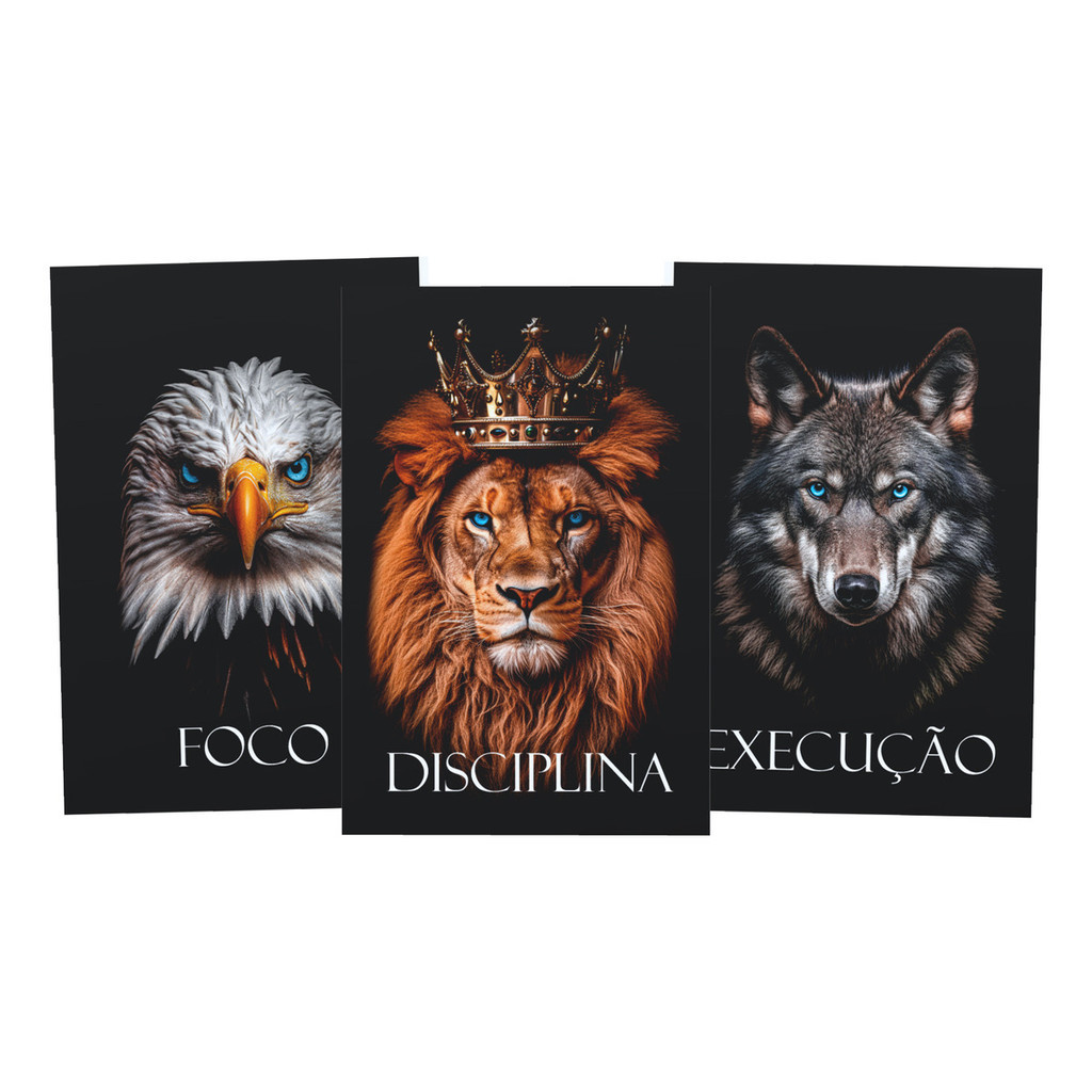 Quadro Motivacional Disciplina Foco Execução Leão Àguia Lobo