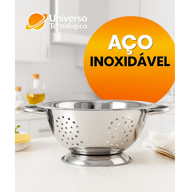 Escorredor de Massas Macarrão em inox com alça 22Cm em Oferta na Shopee