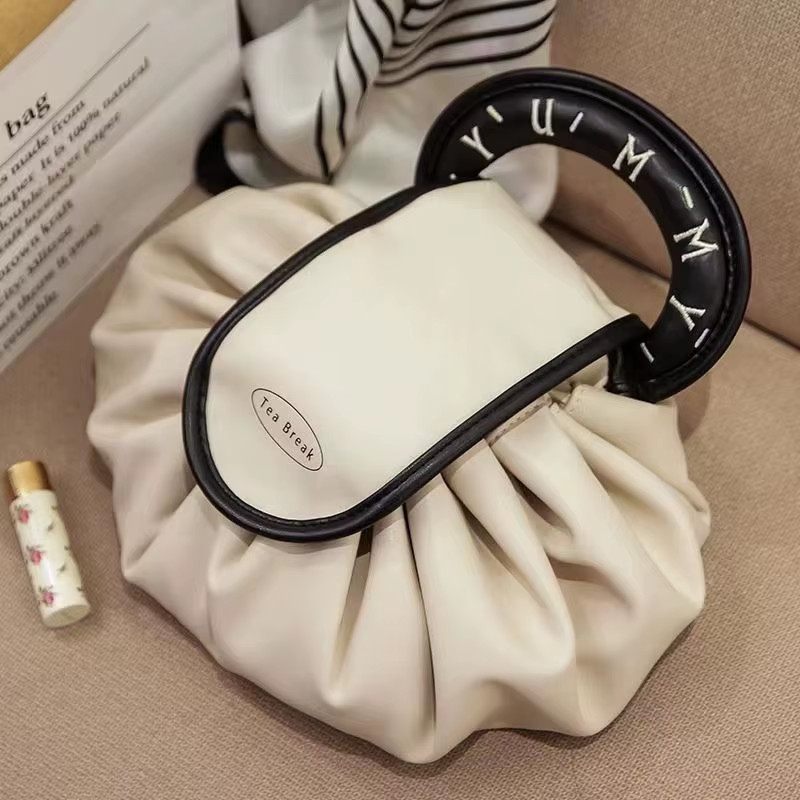 Bolsa Necessaire Feminina de Luxo Cordão – Grande Capacidade, Portátil para Viagem, Maquiagem, Cosméticos, Armazenamento
