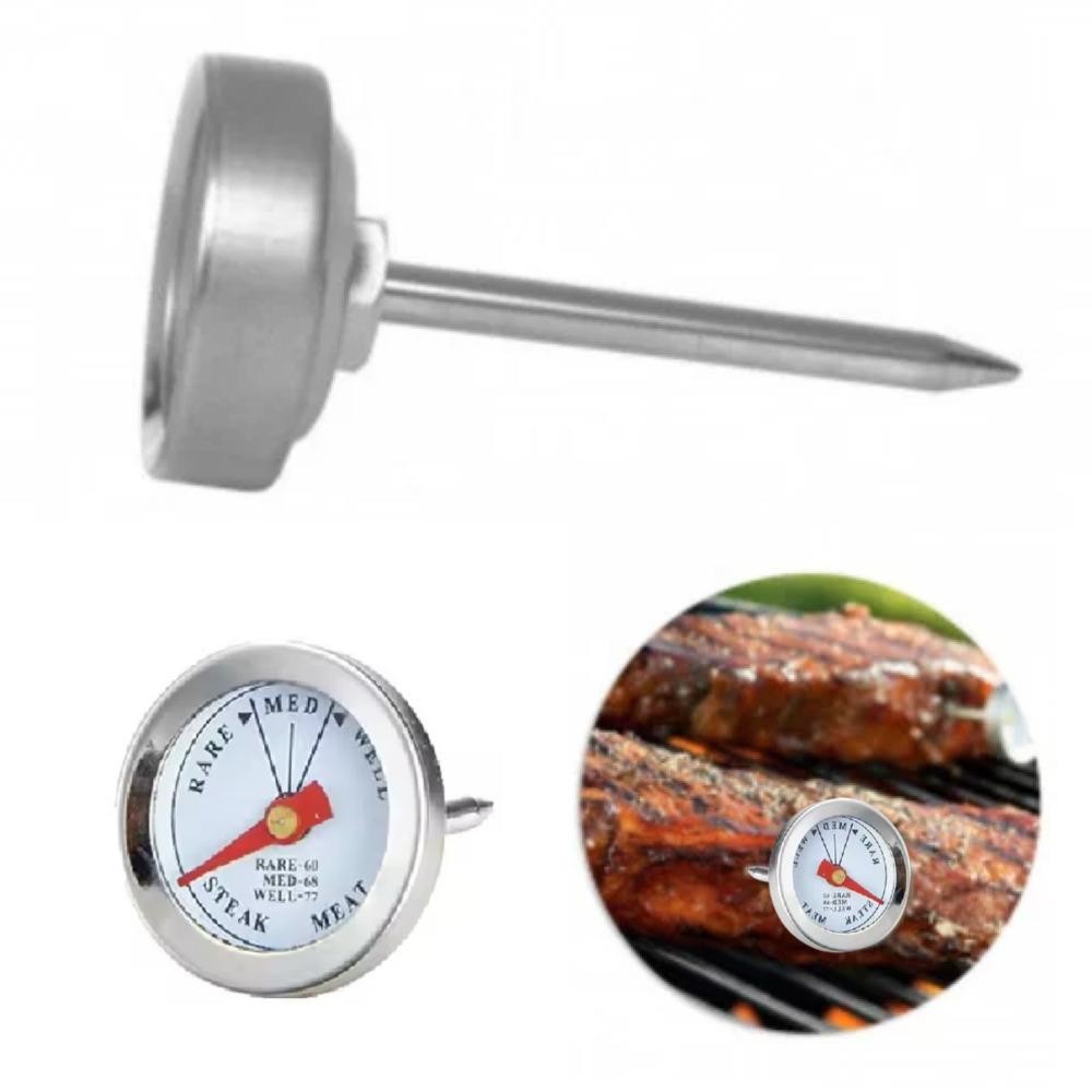 Termometro Culinario Espeto Inox Analogico Temperatura Carne Churrasco Profissional