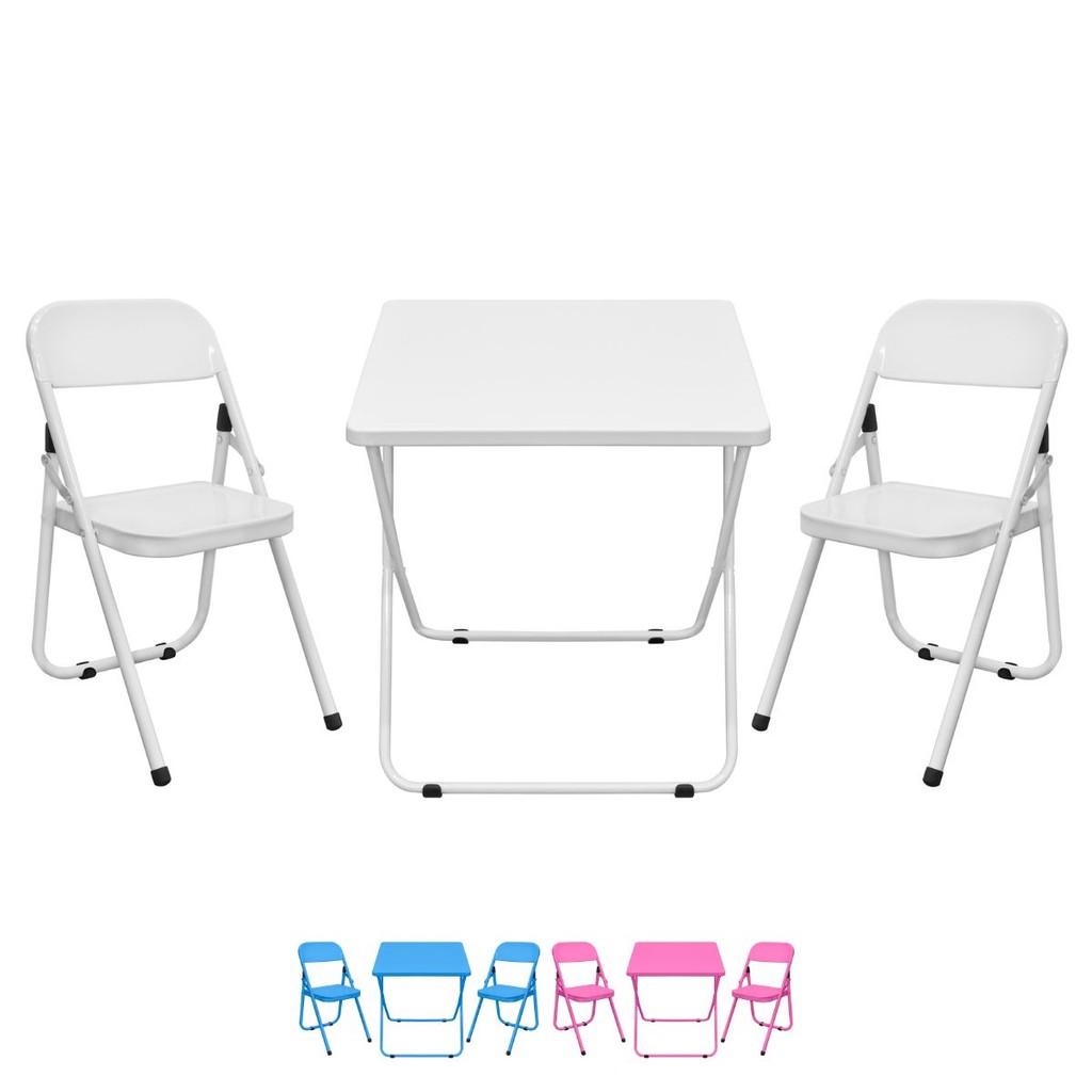 Conjunto De Mesa Infantil Com 2 Cadeiras Dobrável Aço Liso em Oferta na Shopee
