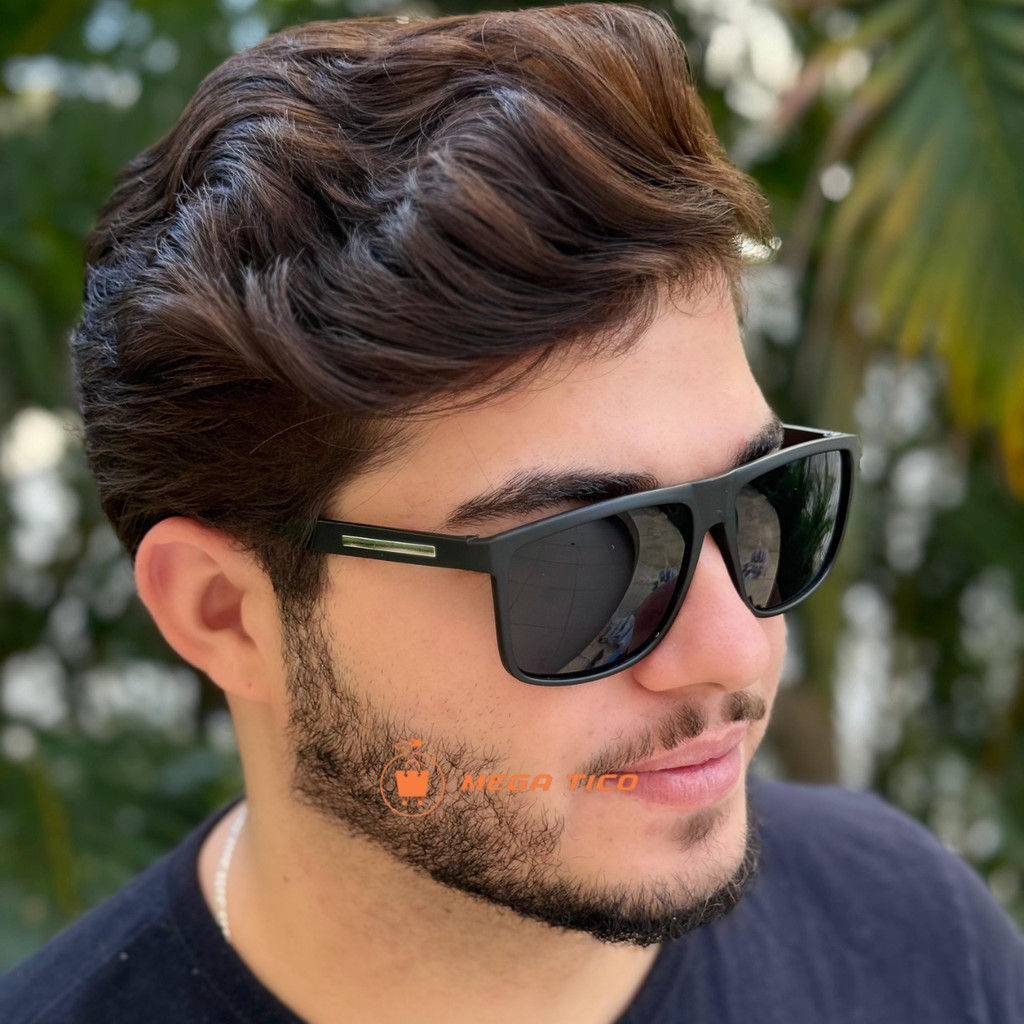 Óculos de Sol Masculino Quadrado Esportivo Preto Estiloso Proteção UV400 Confortável em Oferta na Shopee