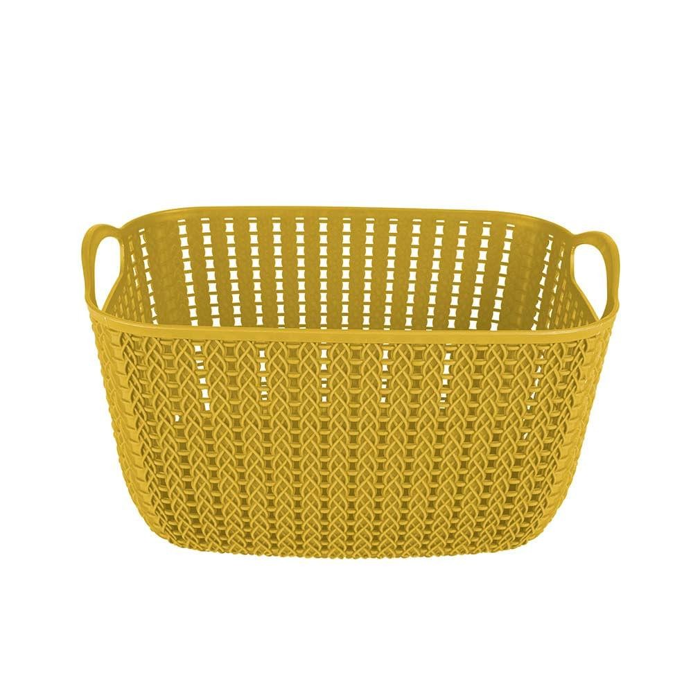 Cesto Trançado Retangular Alto Médio Mostarda em Oferta na Shopee