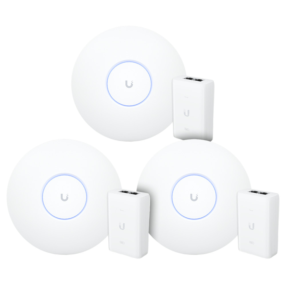 3 Roteadores WiFi 6 Access Point 5.3 Gbps + 3 Injetores PoE+ | 3 U6 Pro Ubiquiti Com 3 Fontes 48V 30W