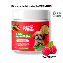 Máscara de Hidratação Premium Nutrição Vitaminas A E p Pelos Cachorro Gato Framboesa 500g Pet Clean