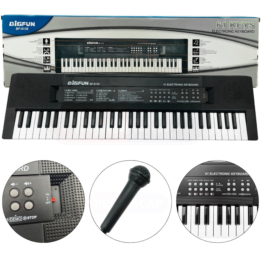 Teclado Eletrônico Musical Infantil 61 Teclas Com Microfone Interativo Para Presente