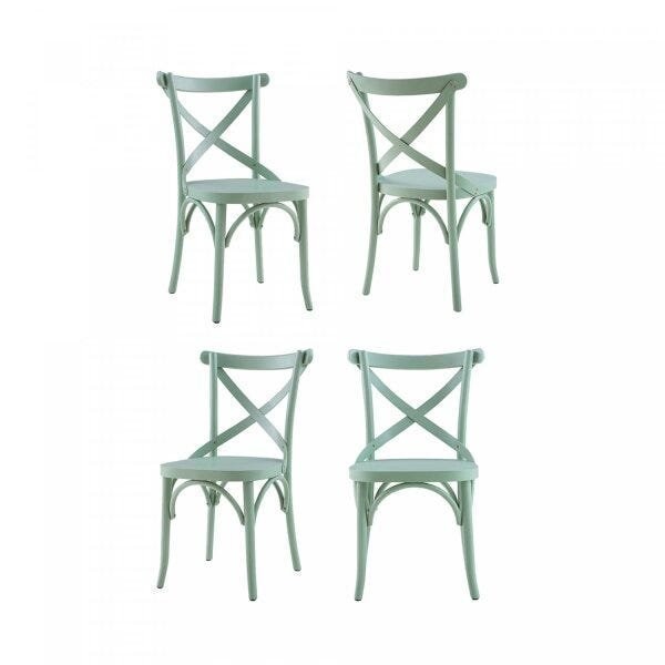 Conjunto 4 Cadeiras Madeira Maciça Tauari Cross Laquado X Texas  Oliva em Oferta na Shopee