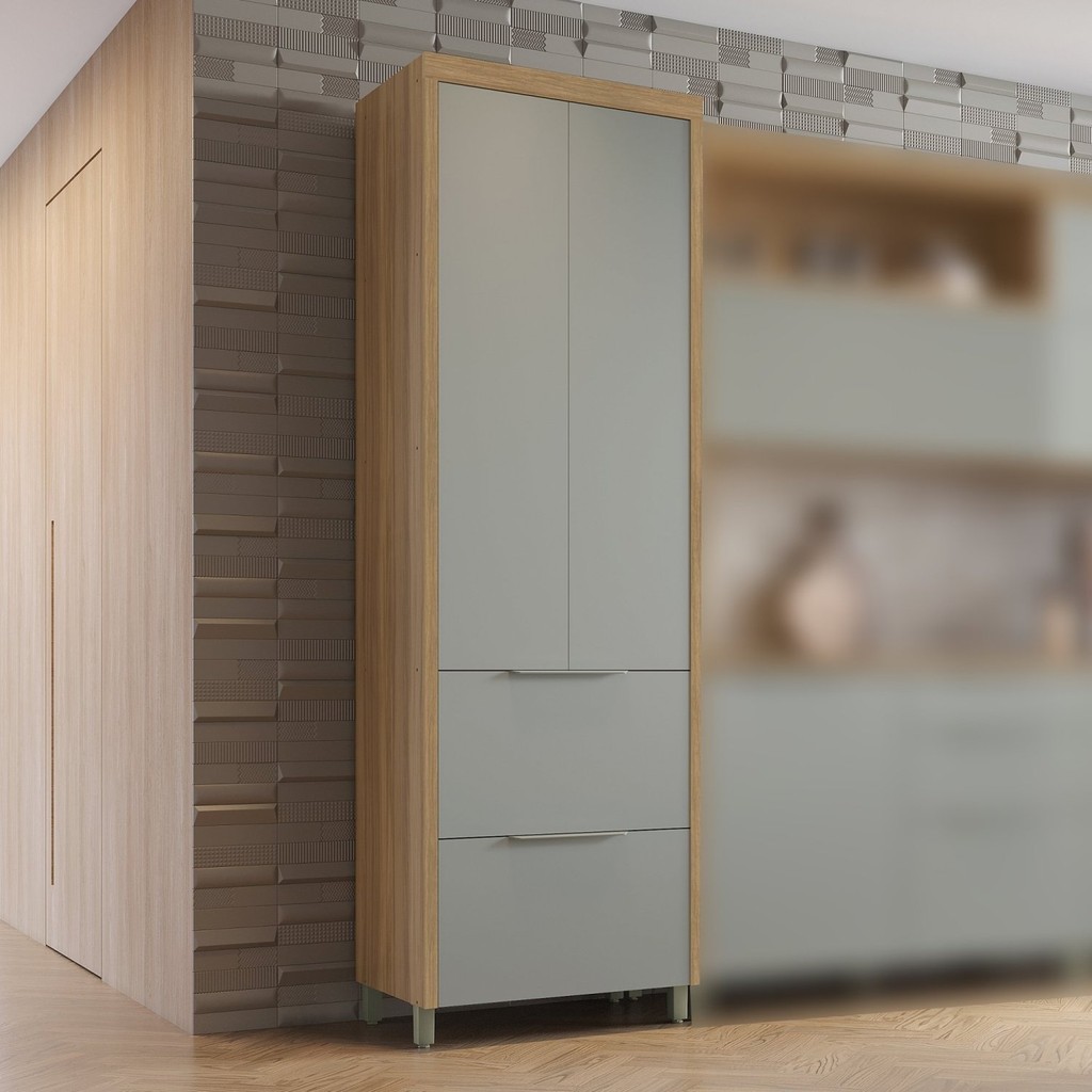 Paneleiro 2 Portas 2 Gavetas Marquesa 70Cm  100% Mdf Nature/Verde