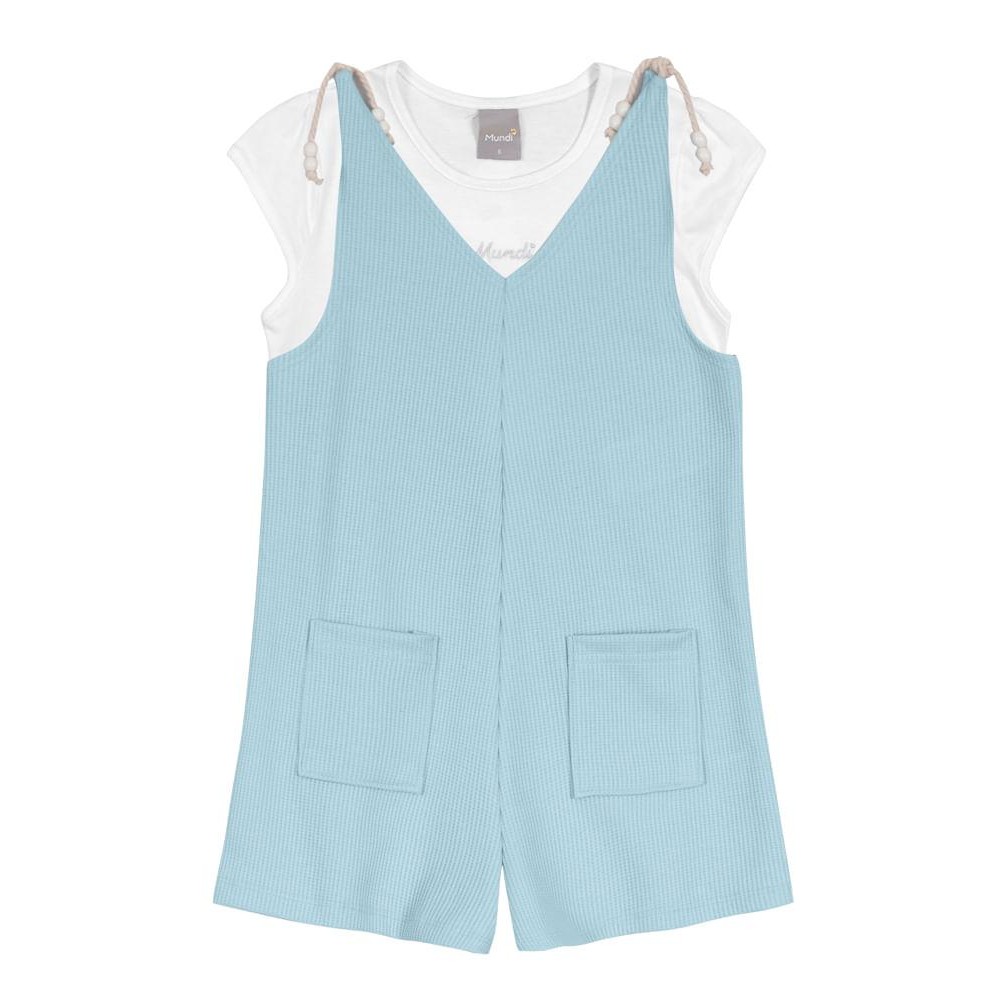 Jardineira com blusa em malha infantil menina Mundi em Oferta na Shopee