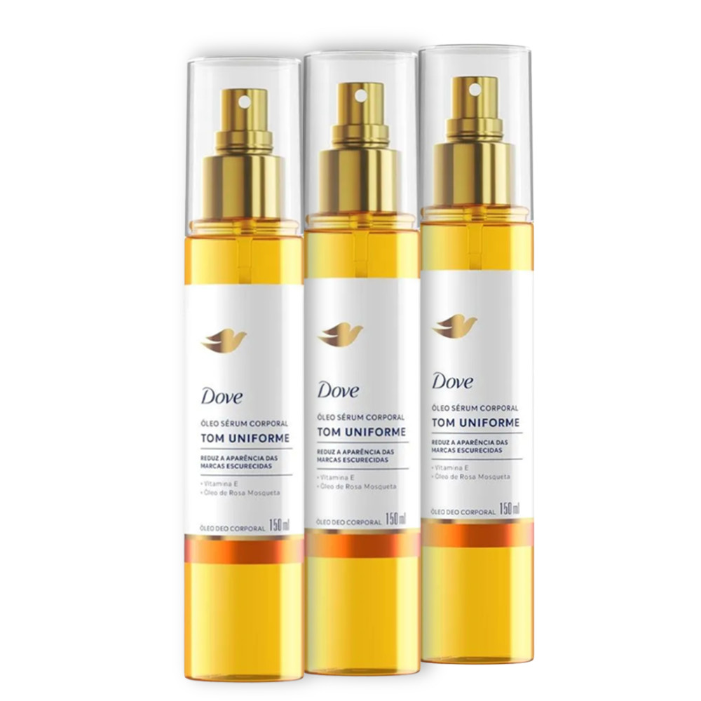 Kit 3 Dove Óleo Sérum Corporal  Tom Uniforme Spray 150ml