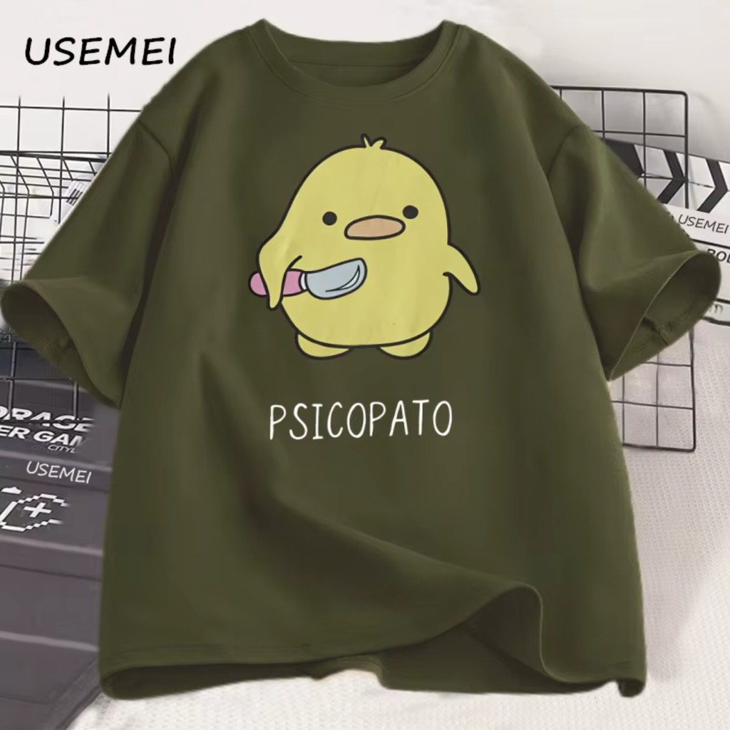 Camiseta Psicopato Camisa Pato Faca Casual Algodão Streetwear Envio Imediato Meme Dia a Dia em Oferta na Shopee