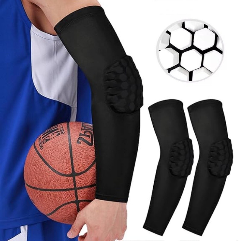 1 Par Favo De Mel Basquete Cotovelo Apoio Pads Brace Para Fitness Protetor Elástico Braço Mangas De Compressão De Vôlei