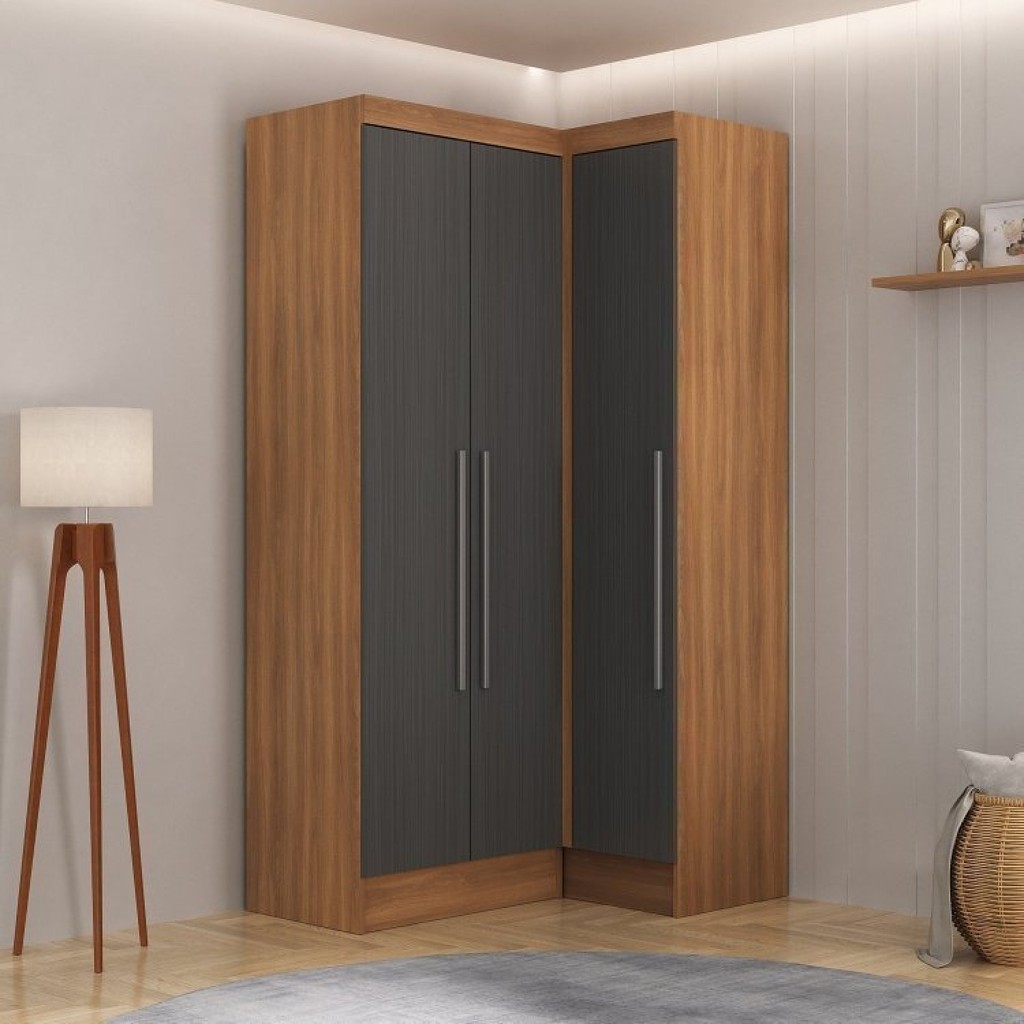 Guarda-roupa Modulado Viena 3 Portas 4 Gavetas 2 Peças Espresso Móveis Grafite/Nogal em Oferta na Shopee